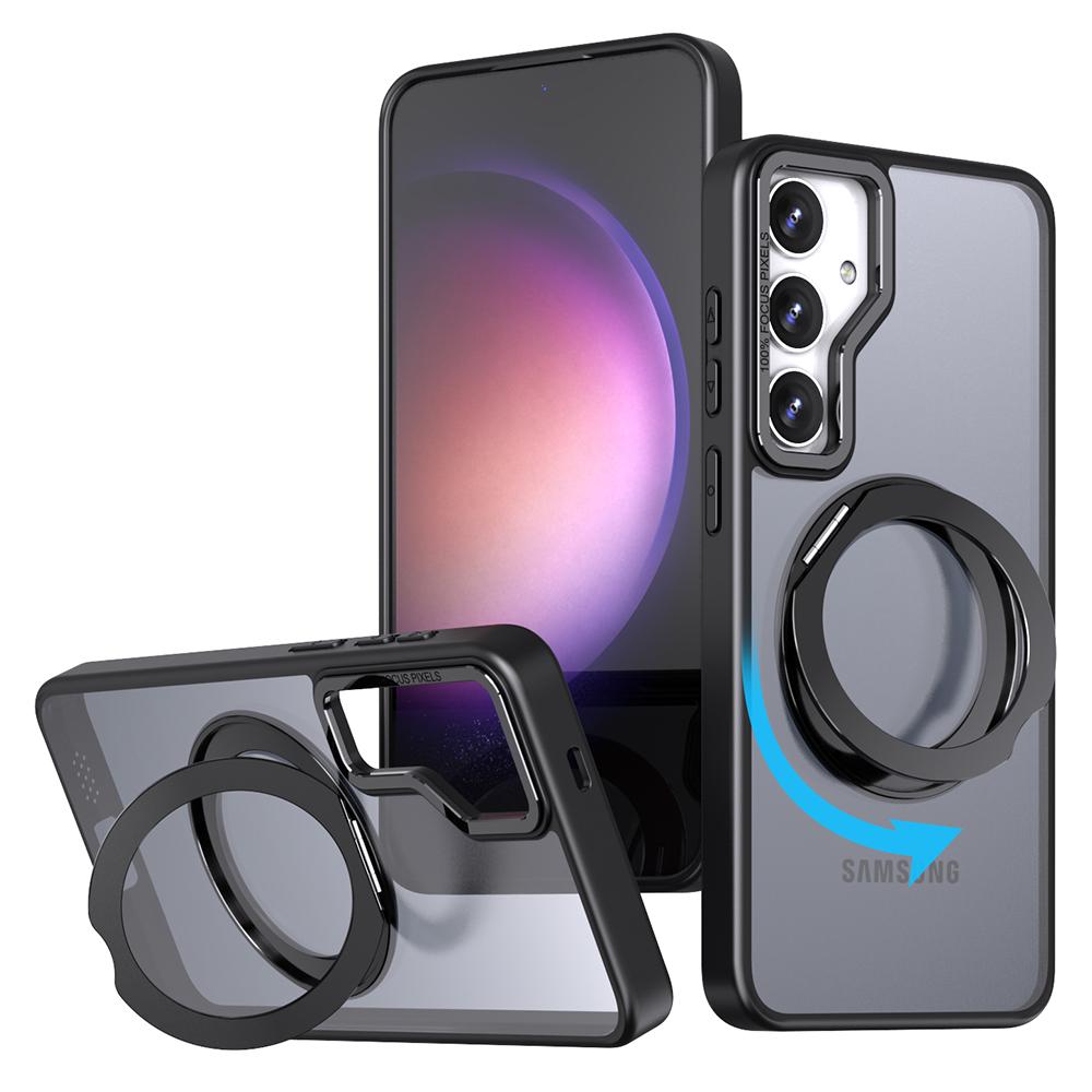 For Samsung Galaxy S25+ Case Rotating Magnetic Kickstand Acrylic+TPU Shockproof Phone Cover
