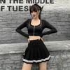 Vintage Kore Tarzı Patchwork Etek Harajuku JK Siyah Pileli Etekler Gotik Streetweet Yüksek Bel Mini Etek Kadın Punk Etek