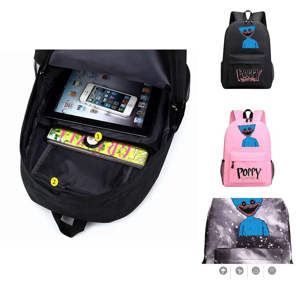 Poppy Playtime Huggy Wuggy Tecknad Mönster Skolryggsäck Unisex Resväska Med Justerbara Vadderade Remmar