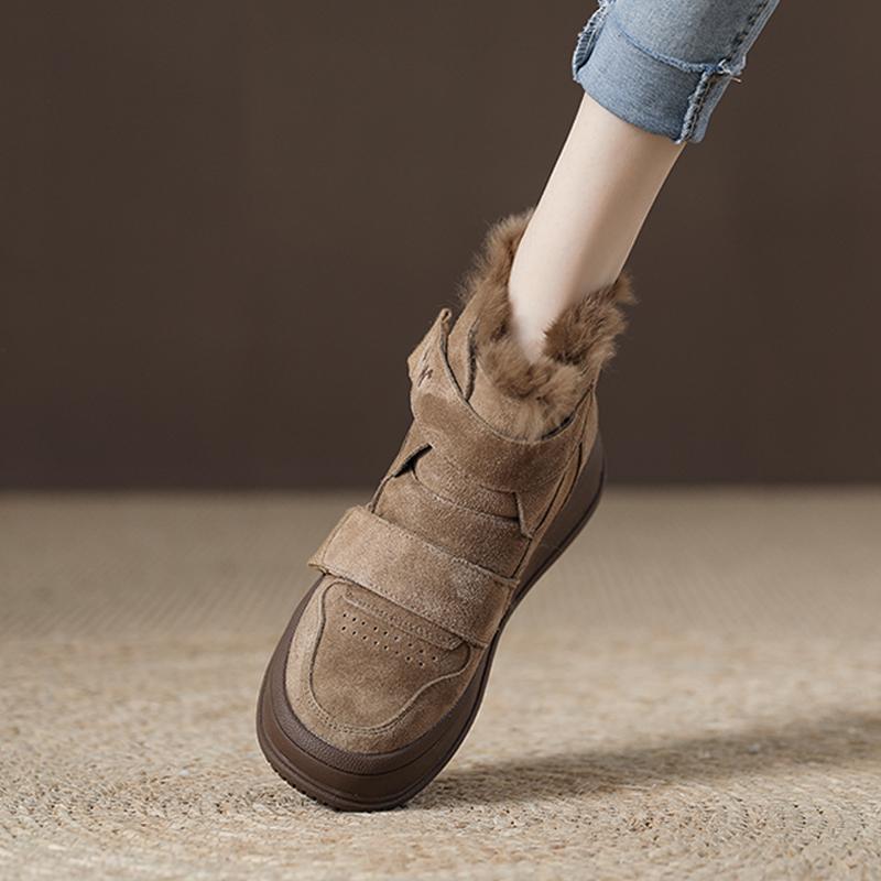 

Cowhide snow boots medium tube platform Martin boots women s winter velvet cotton shoes 2025 new matte short boots 40