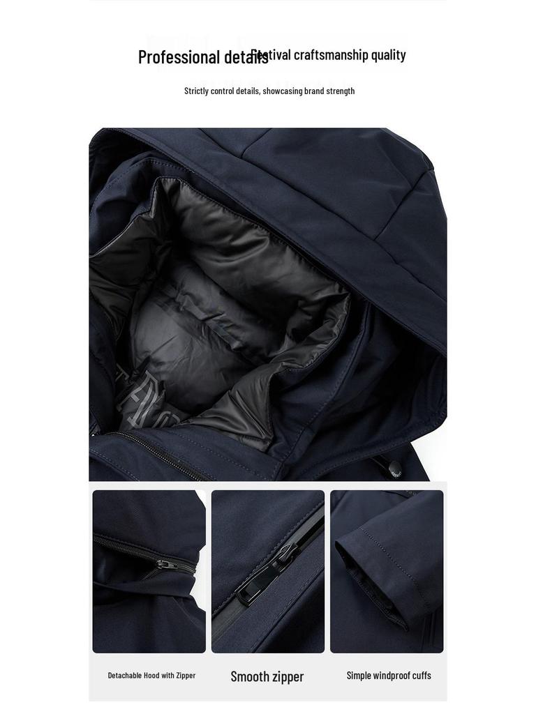 Brand High-End Men's Goose Down Jacket: Thickened, Warm, Hooded, 5-in-1 Casual Coat for Middle-Aged Dads