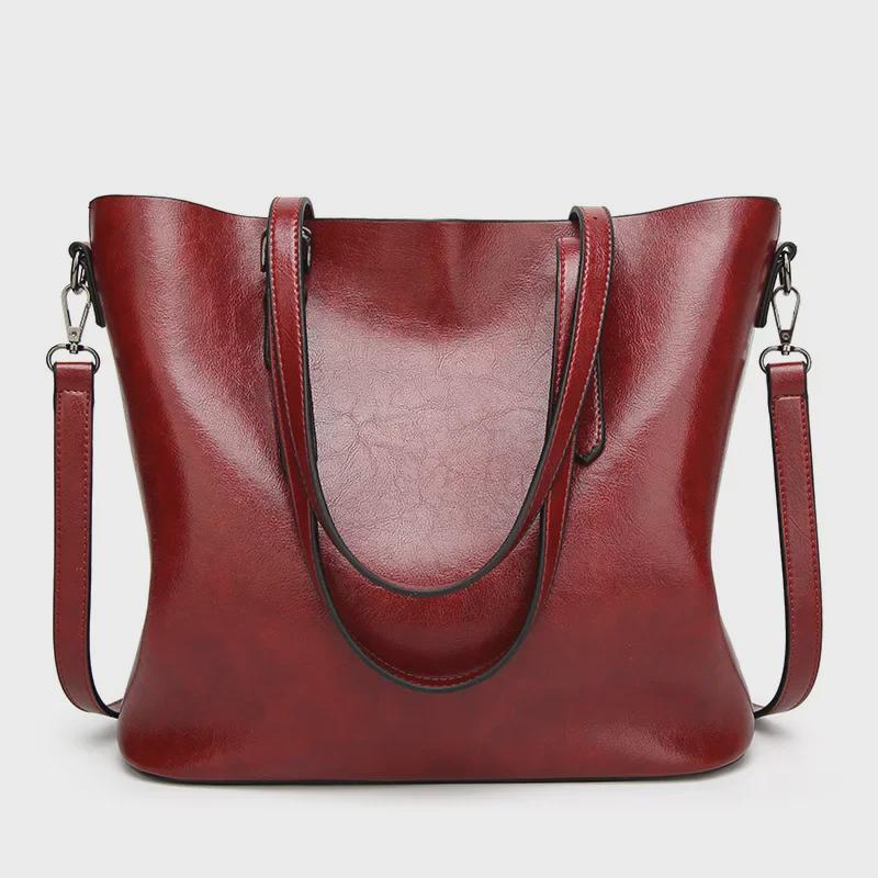 Trendy 2025 Retro Waxed Patent Leather Shoulder Tote for Women