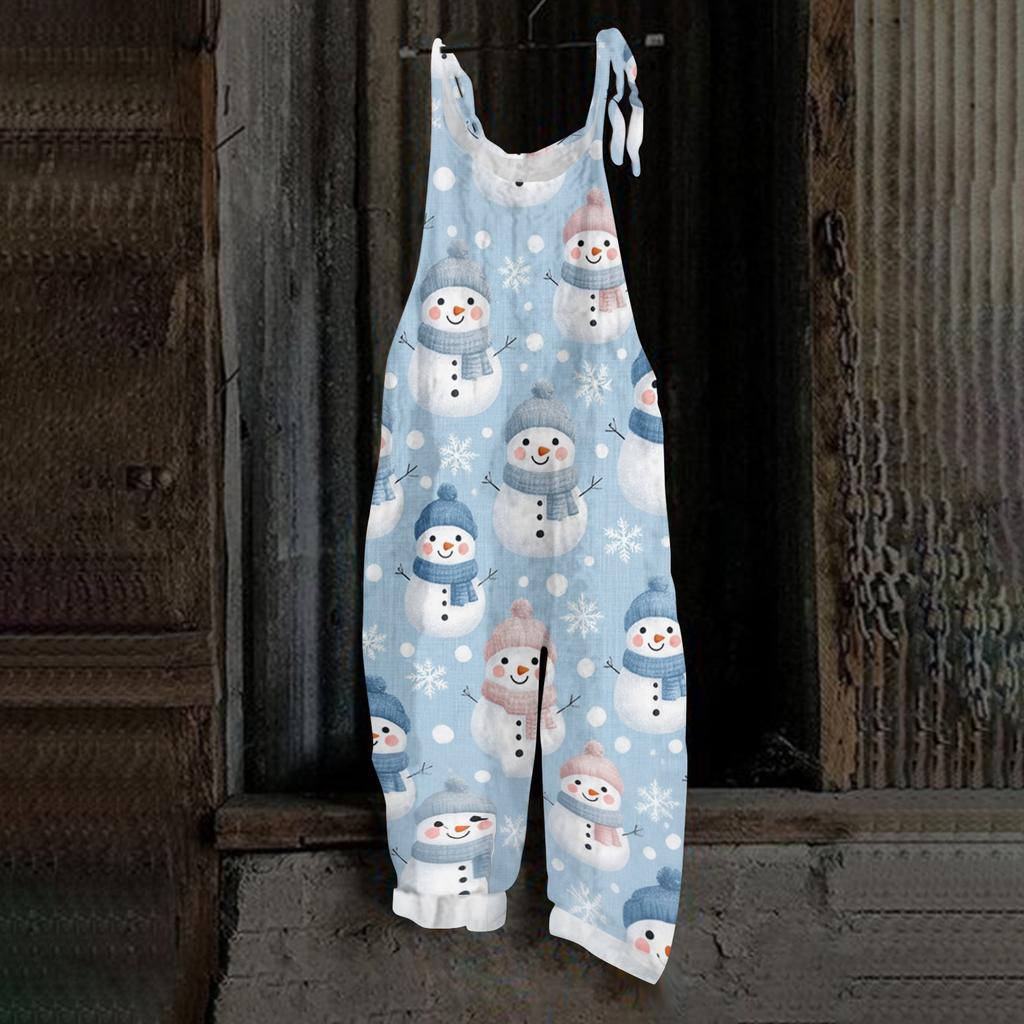 Women's Independence Day Print Jumpsuit, Casual Loose Fit Vintage Cotton Linen Overalls for 4th of