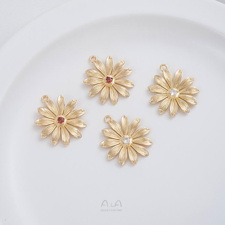 

14K Gold-filled Daisy Pendant with Pearl Necklace & DIY Earring Charms