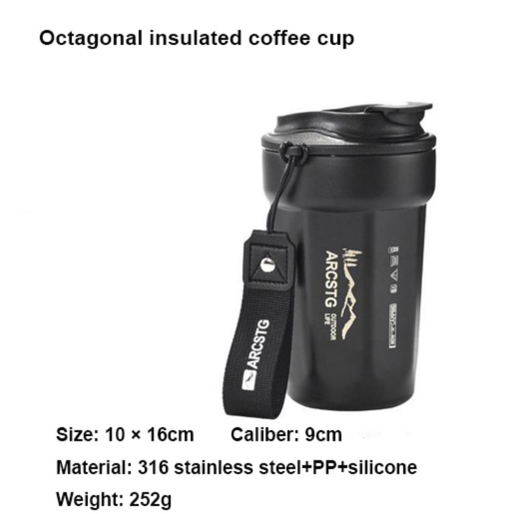 

440ml Car Water Cup 316 Stainless Steel Accompanying Cup For Hot/Ice Coffee Tea чорний