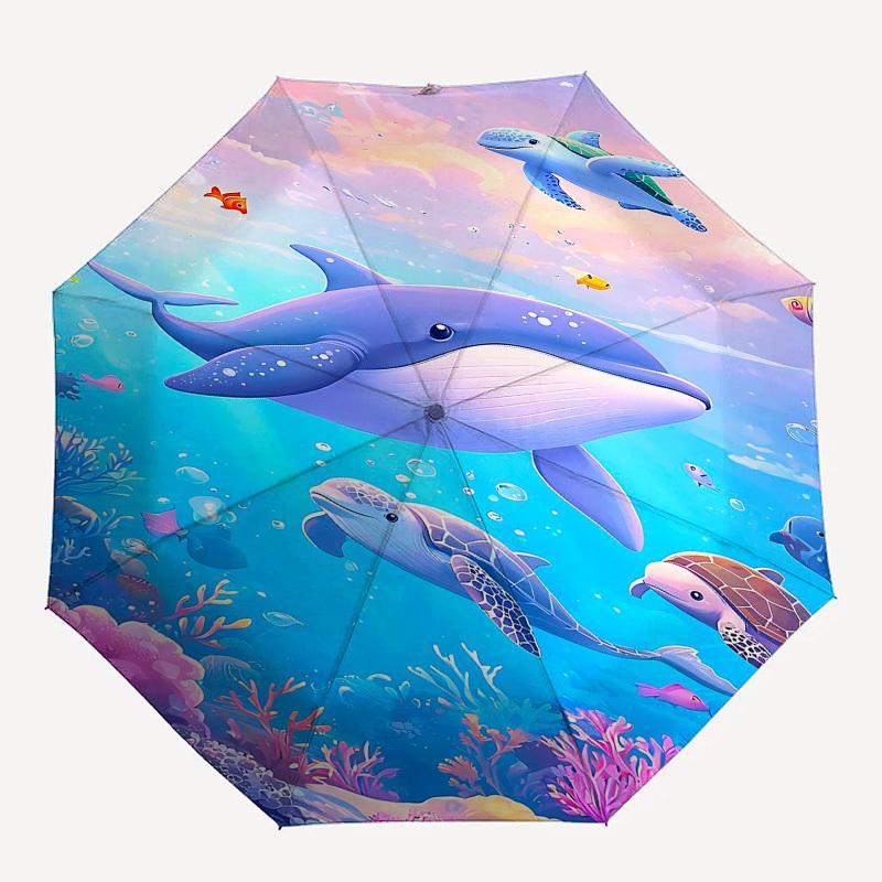 

1 шт. Зонт-кит-черепаха, 8 ребер, усиленный, портативный, складной, для путешествий, подходит для всех сезонов, для улицы, на каждый день, забавный дизайн - Z0418