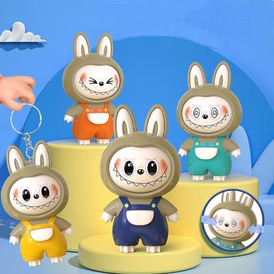 Cartoon Labubu Keychain Kawaii Face Changing Student Schoolbag Pendant Doll Girl Boy Gift Toy