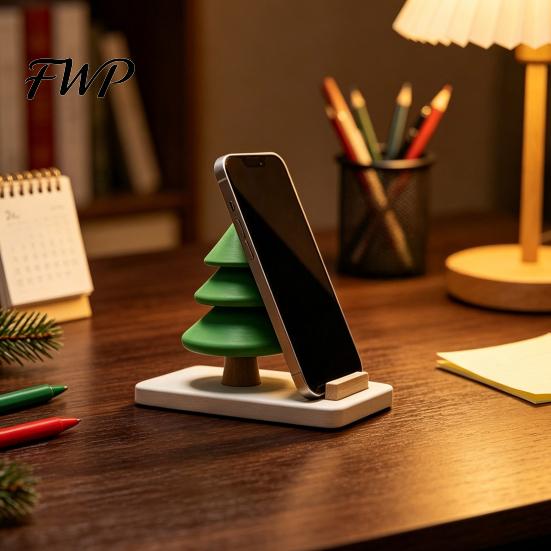 Decorative Cell Phone Stand Christmas Tree Stand, 3D Printed Creative Desk Holder for Festive Table Decoration Phone, Holiday Desktop Decor