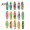 Wooden Surfboard Sign Hawaiian Wall Art, Tropical Beach Decor Sign, Summer Aloha Theme Hanging Plaque Durable for Living Room Kids Room, Coastal Ocean