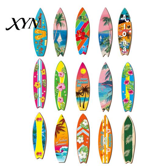 Wooden Surfboard Sign Hawaiian Wall Art, Tropical Beach Decor Sign, Summer Aloha Theme Hanging Plaque Durable for Living Room Kids Room, Coastal Ocean