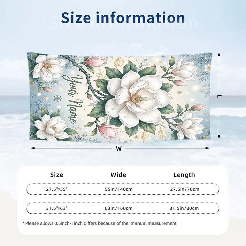 Floral Elegance 8 Theme Quick Dry Beach Towel Custom Name Text Print Large Sand Resistant Towel Beach Vacation