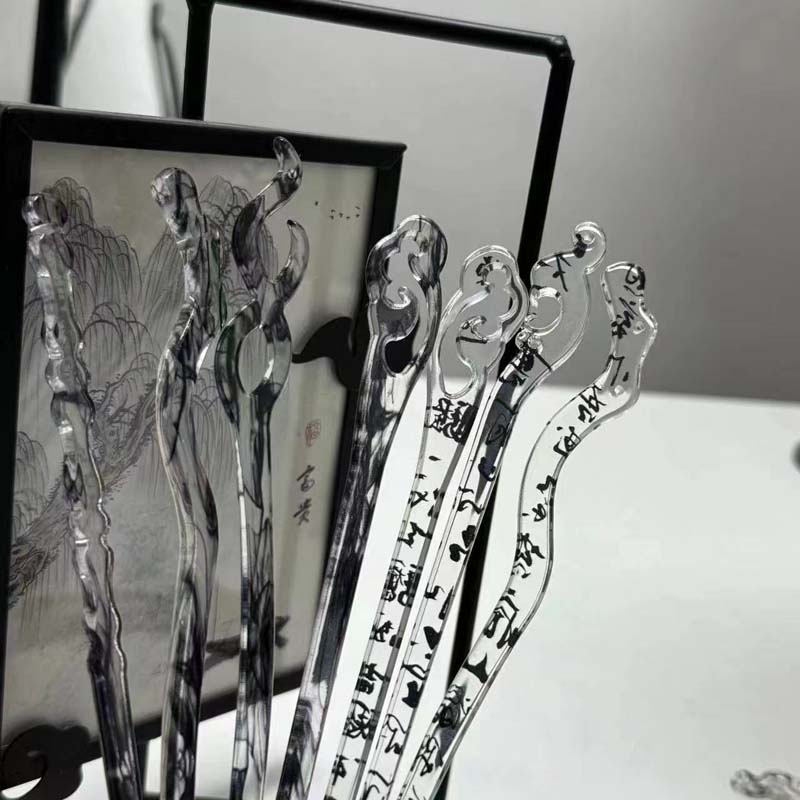 Haarstäbe aus schwarzem Acetat-Harz im chinesischen Stil für Frauen, einfache Haarnadeln, Haarspange, Haarnadel, Kopfschmuck, Hochzeitsschmuck-Accessoires