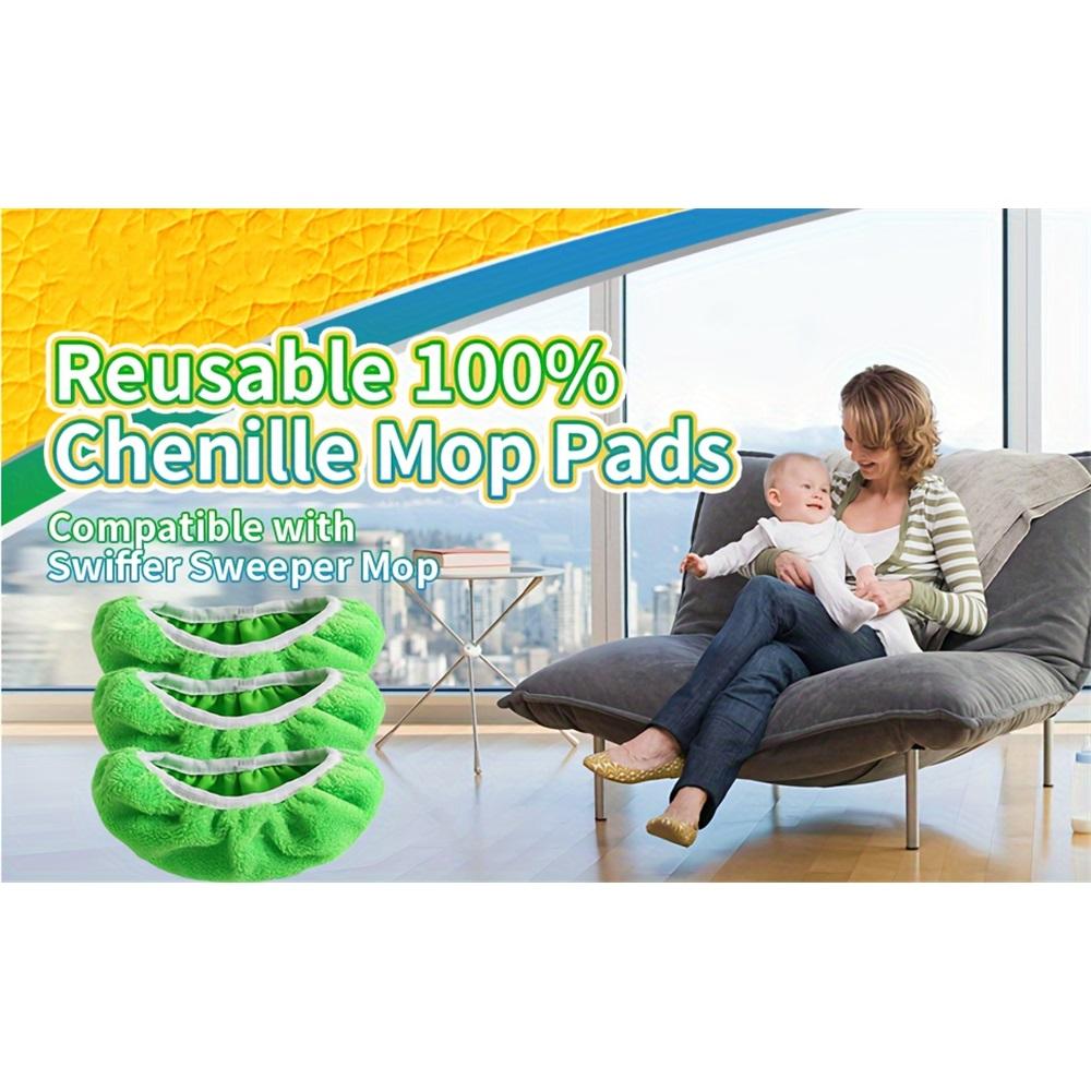 Reusable Coral Fleece Mop Pads Replacement for Swiffer, Washable Wet Dry Flat Mop Refill Covers for Floor Cleaning