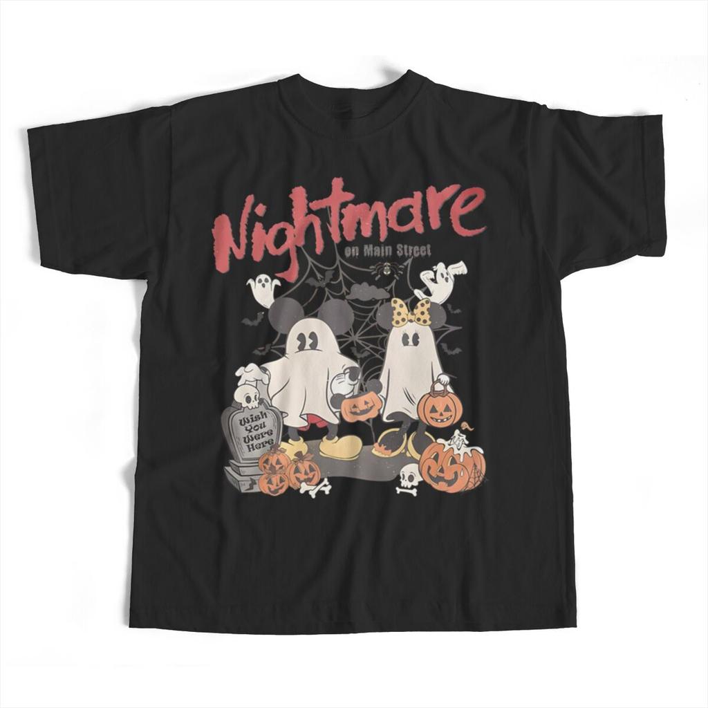 Vintage Mickey Minnie Ghost Halloween Tshirt Retro Disney Nightmare On Main Street Tees Halloween Gifts Women Oversized Tees