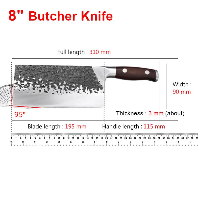 Kitchen Knives Cleaver Meat Chopping Vegetables Butcher Knife Wooden Handle Chef Cleaver Knives Hand Forged Blade Chinese Knives