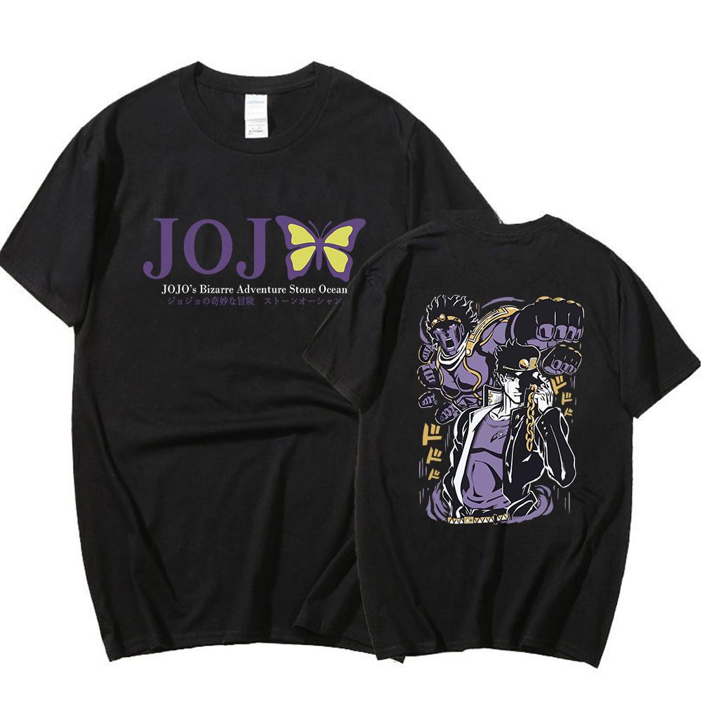 Japanese Anime JOJO's Bizarre Adventure Printed Short-Sleeved T-Shirt Jotaro Round Neck Loose Casual Funny Cotton Unisex Top