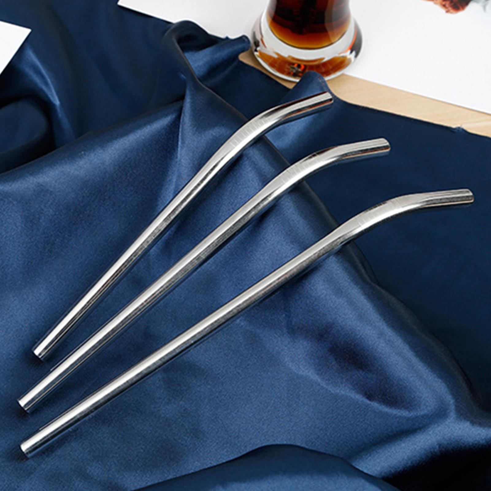 

Reusable Silver Straw Set 304 Stainless Steel Straw Straight Bent Drinking Straw With Cleaning Brush Home Bar Accessories CN