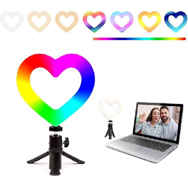 10-дюймовая RGB кольцевая лампа со штативом и держателем для телефона, селфи-кольцевая лампа с 47 цветовыми режимами, настольная кольцевая лампа для iPhone и Android, для компьютера/настольного компьютера/видео 6inch