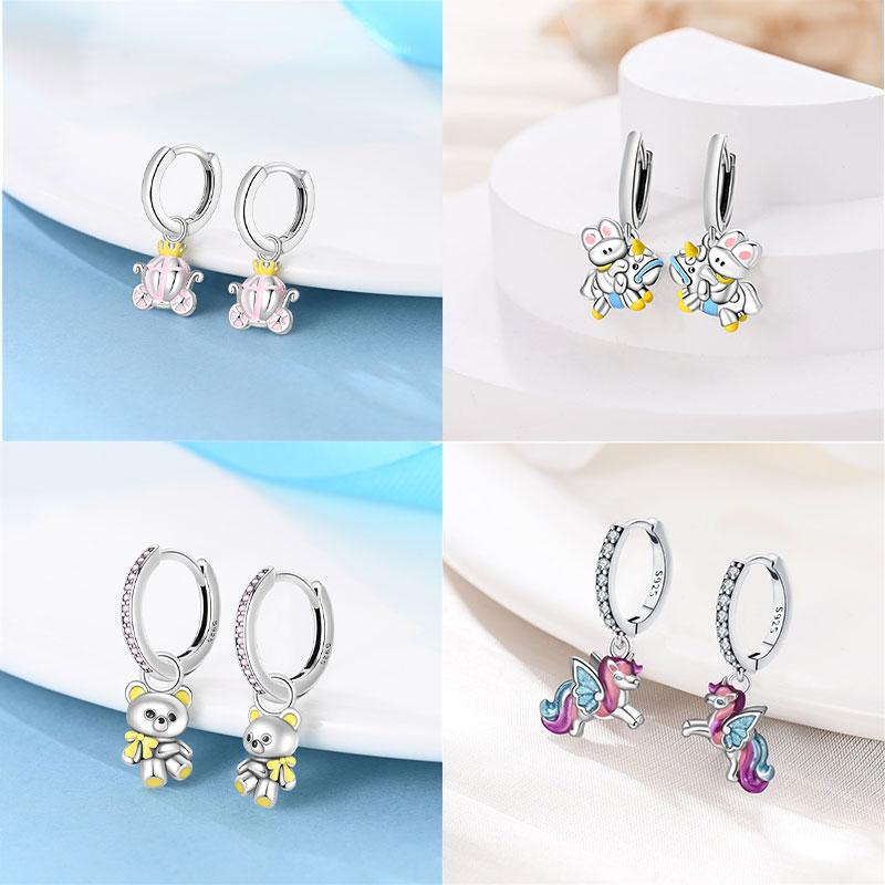 Brincos de abelha para menina adorável amarelo preto dançando abelha feliz s925 brincos de argola presente de aniversário joias de prata