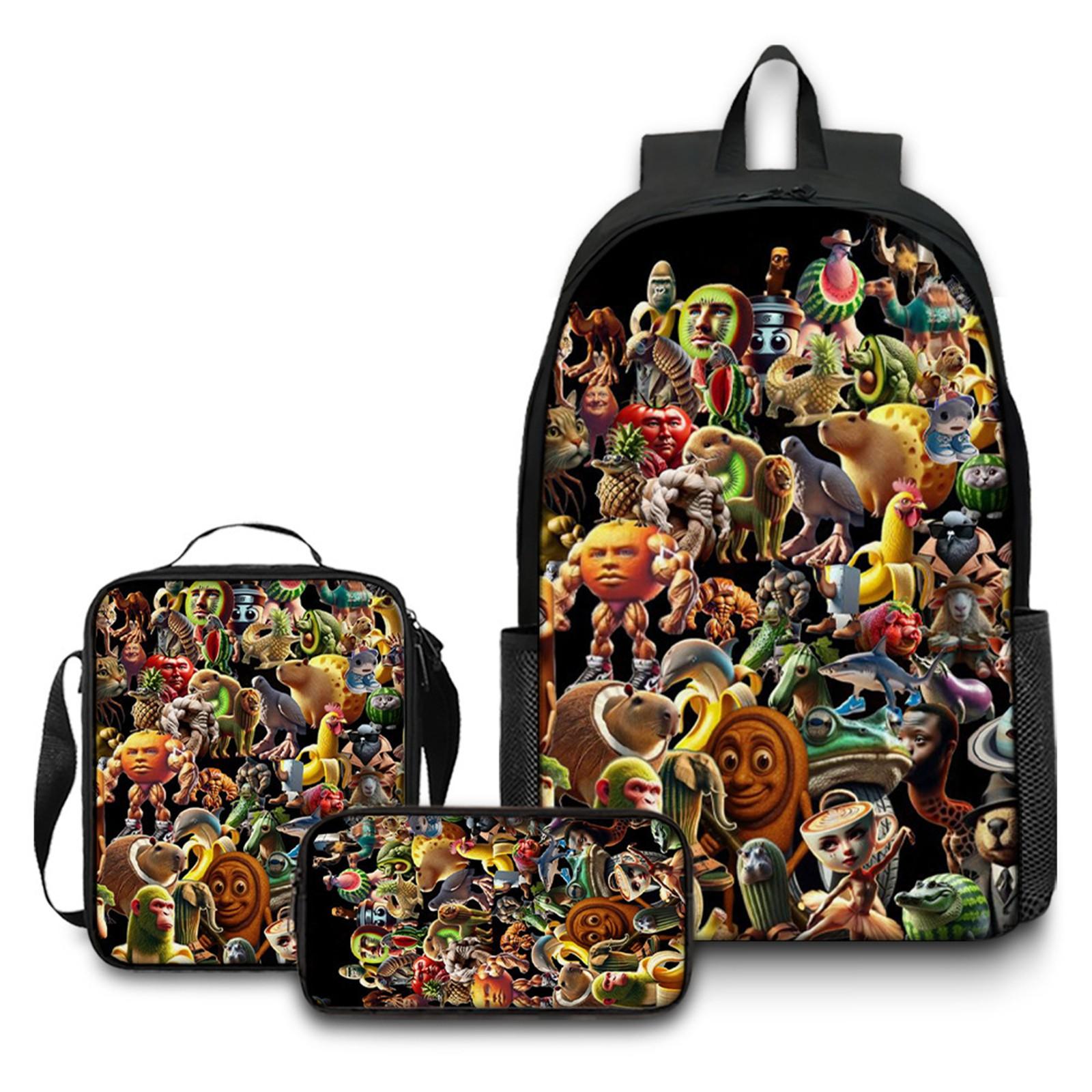 

Повседневная сумка через плечо с рисунком из мультфильма для учеников младших классов средней школы, рюкзаки большой вместимости One Size