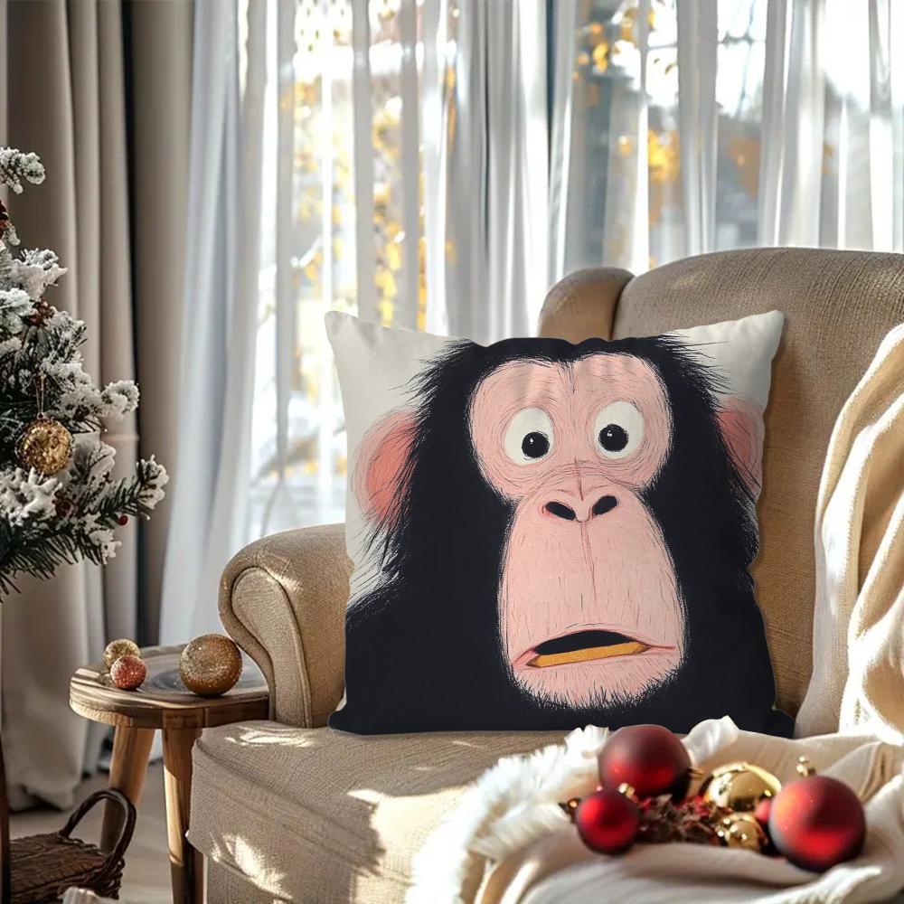 G-Gorilla Creative Cartoon Animation Pillow Case Square Pillow Bedroom Sofa Leisure ComfortCar Living Room Home Decoration 40X40