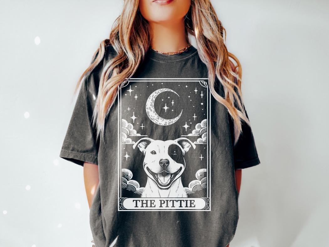 Pitbull Shirt Tarot Card Shirt Pit bull Dog Halloween Moon Shirt Funny Pittie S