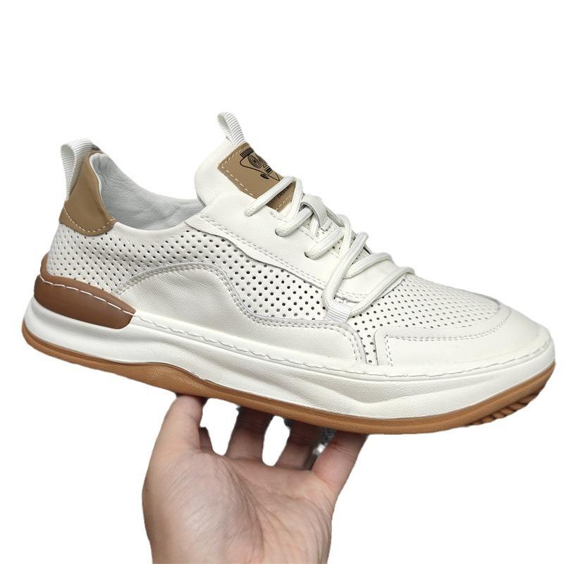 Soft Leather Men's Shoes 2025 Summer New Hollow Holes Breathable Versatile Lightweight Trend Men's Sports and Leisure Sandals