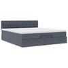 Enjoy restful nights with this Ottoman bed with mattress and LEDs in dark gray 160x200 cm velvet fabric