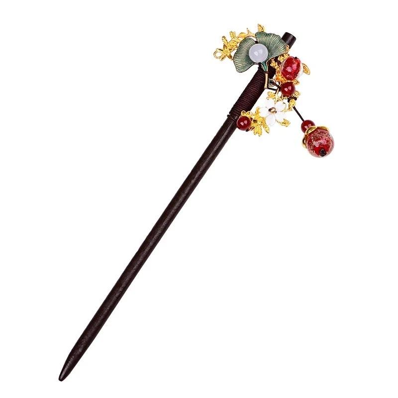Ethnic Style Retro Exquisite Synthetic Flower Hair Stick Ancient Chinese Classical Palace Hair Jewelry Ladies Elegant Headwear