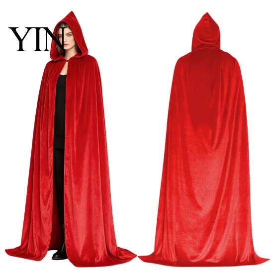 Unisex Hooded Cloak for Halloween Adults Cloak, Velvet Vampire Wizard Cape, Renaissance Masquerade Party Outfit Prop Medieval Costume Witch
