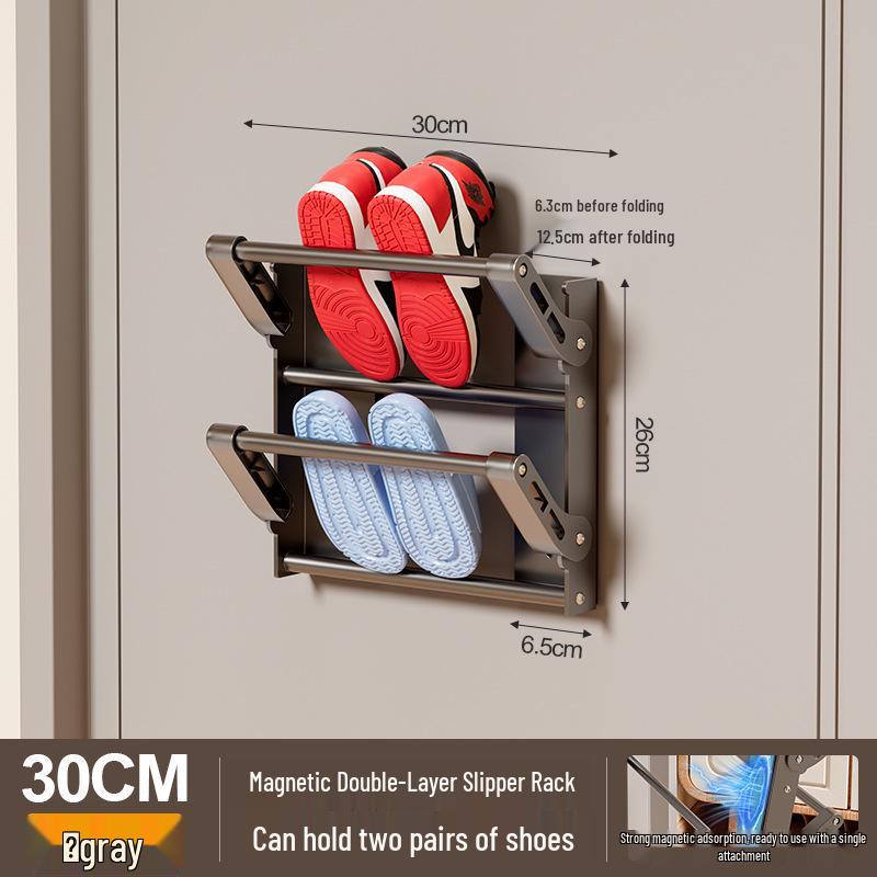 Foldable Magnetic Wall-Mounted Shoe & Towel Rack for Bathroom