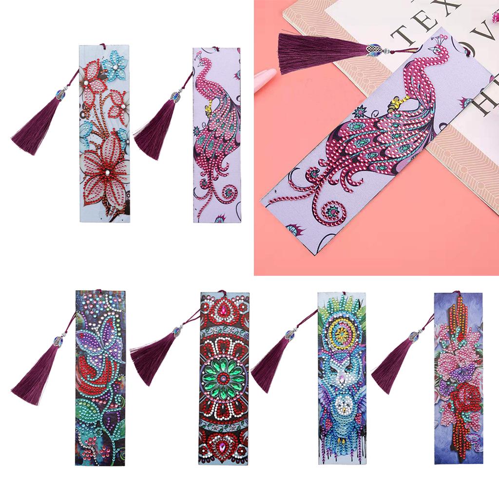 DIY Special Shaped Diamonds Painting Leather Bookmark Vintage Tassel Book Marks DIY Special Shaped Diamonds Painting Leather Bookmark Vintage Tassel Book Marks