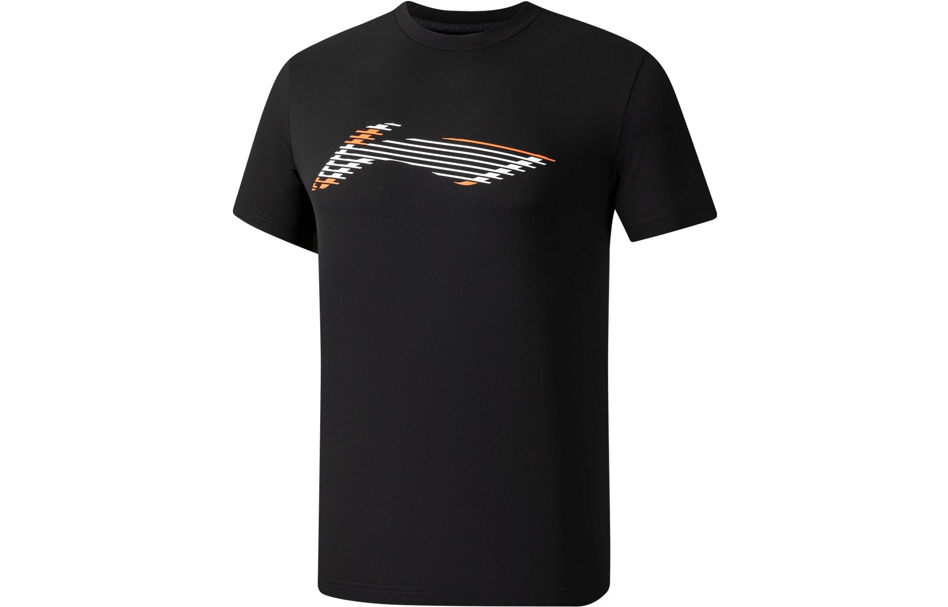 Мужские футболки Li Ning Серия Фитнес Черный Цвет Круглый Вырез Умеренный Прямой Крой ATSS605-1 L