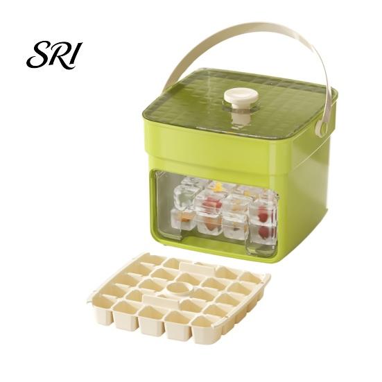 Forma de Gelo Anti-Rachadura Cubo com Liberação por Pressão com Recipiente de Armazenamento e Pá Grande Capacidade Molde de Botão para Congelador à Prova de Vazamento Empilhável Livre de BPA Fabricante Casa