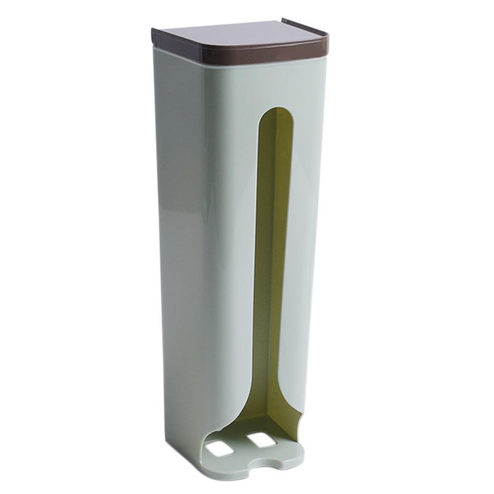 Home Disposable Bags Storage Container Wall-mounted Removeable Plastic Bags Organizing Box Light green#0