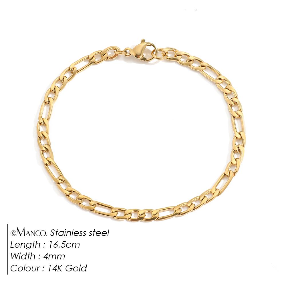 EManco Female Figaro Link Chain Stainless Steel Bracelet Gold Charm Bracelets Chain Bracelets for Women Man Gifts