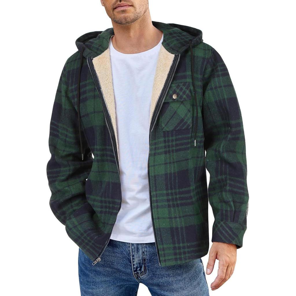 Men's Jacket 2024 New Long Sleeve Hooded Fleece Warm Casual Men's Jacket
