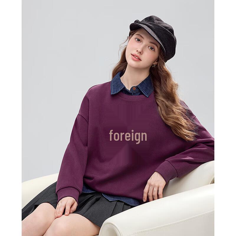 Betu Women's 2025 Winter Round Neck Embroidered Casual Sweatshirt