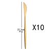 10Pcs Gold Dinnerware Sets Knife Fork Long Handle Spoons Dessert Flatware Mirror Cutlery Stainless Steel Tableware Silverware