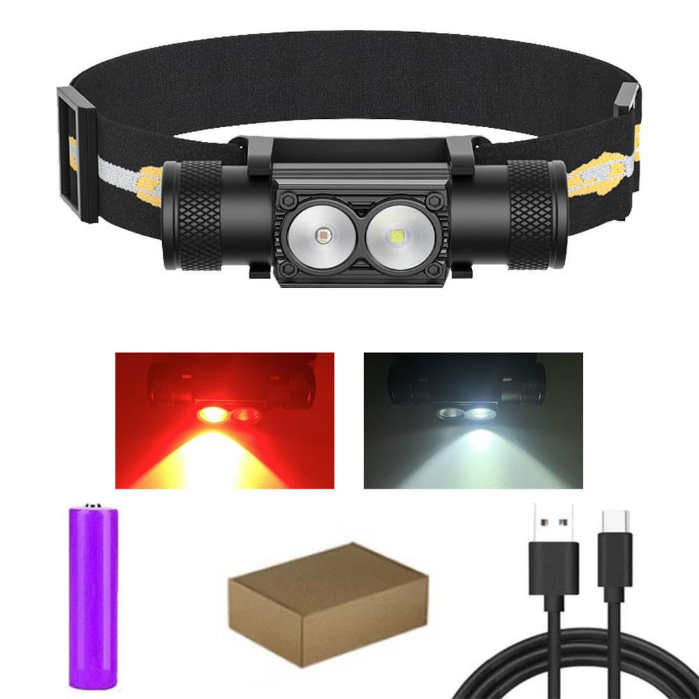 Newest LED Mini Headlamp High Power White Red Headlight 18650 Rechargeable USB Type-C Torch Camping Hunting Flashlight Lamp