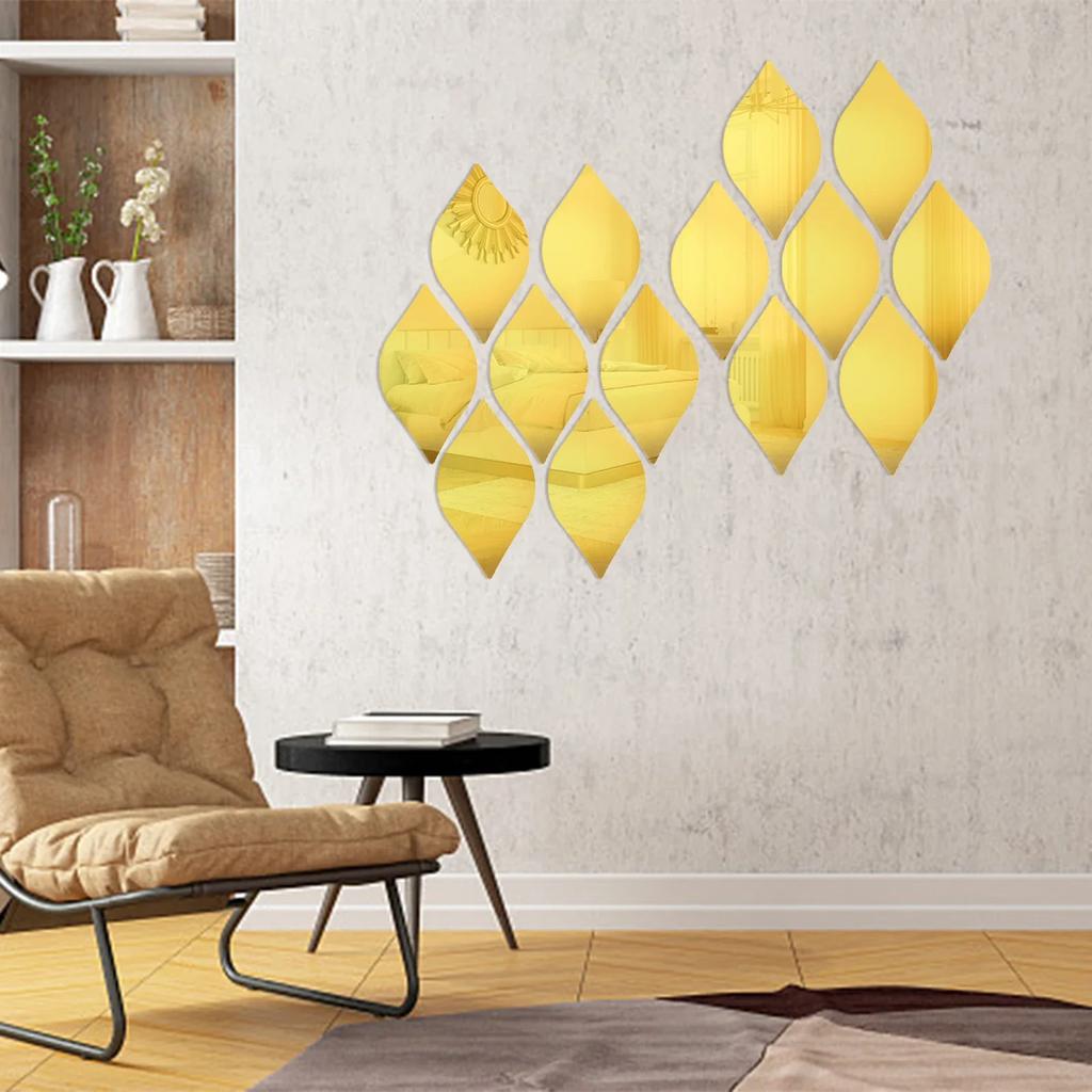 3D Stickers Wall Decal Background Wall 12PCS Gold Home Decor Self-adhesive Silver Waterproof DIY Home Wall Stickers