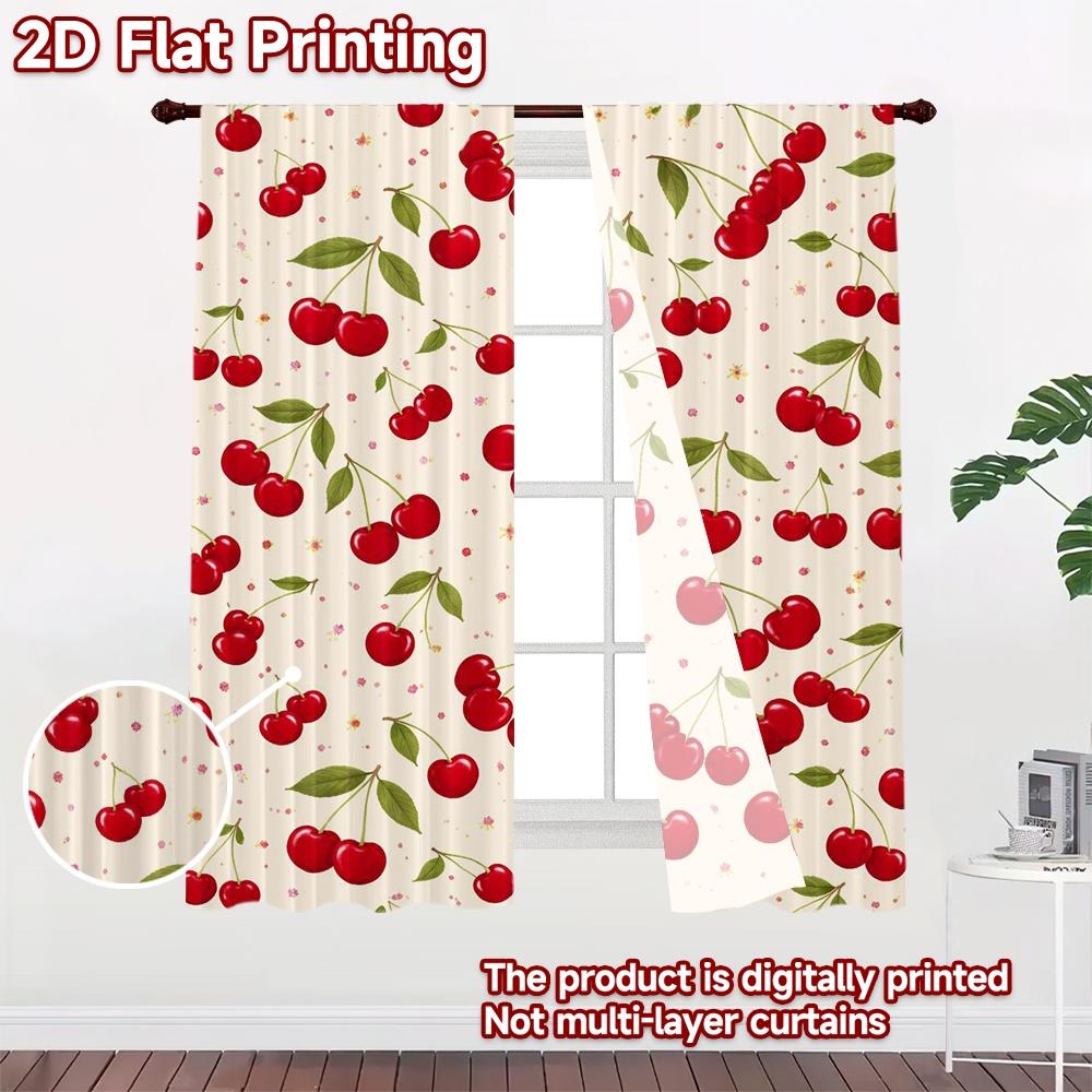 2D FLAT PRINTING 2pcs Curtains (Without Rod) Cherry Blossom Delight Popular Creative Curtains Machine Washable Fabric Curtains