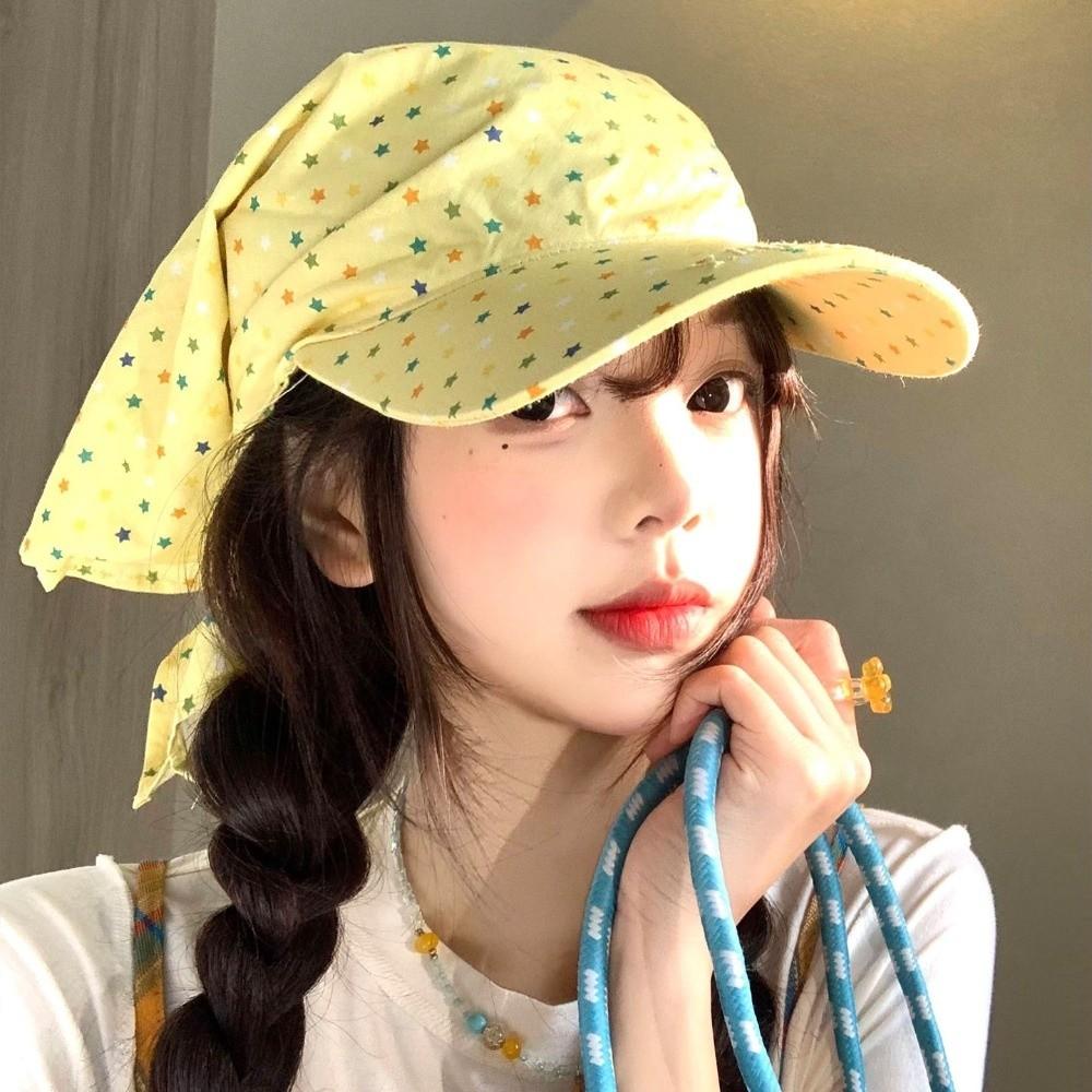 Fashion Breathable Scarf Hat UV Protection Sun Protection Sun Hat Korean Style Star Print Visor Cap Summer