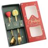 2Pcs Christmas Theme Dinnerware Set with Gift Box Elk Deer Christmas Hat Tree Fork Spoon Cutlery Set Stainless Steel Tableware