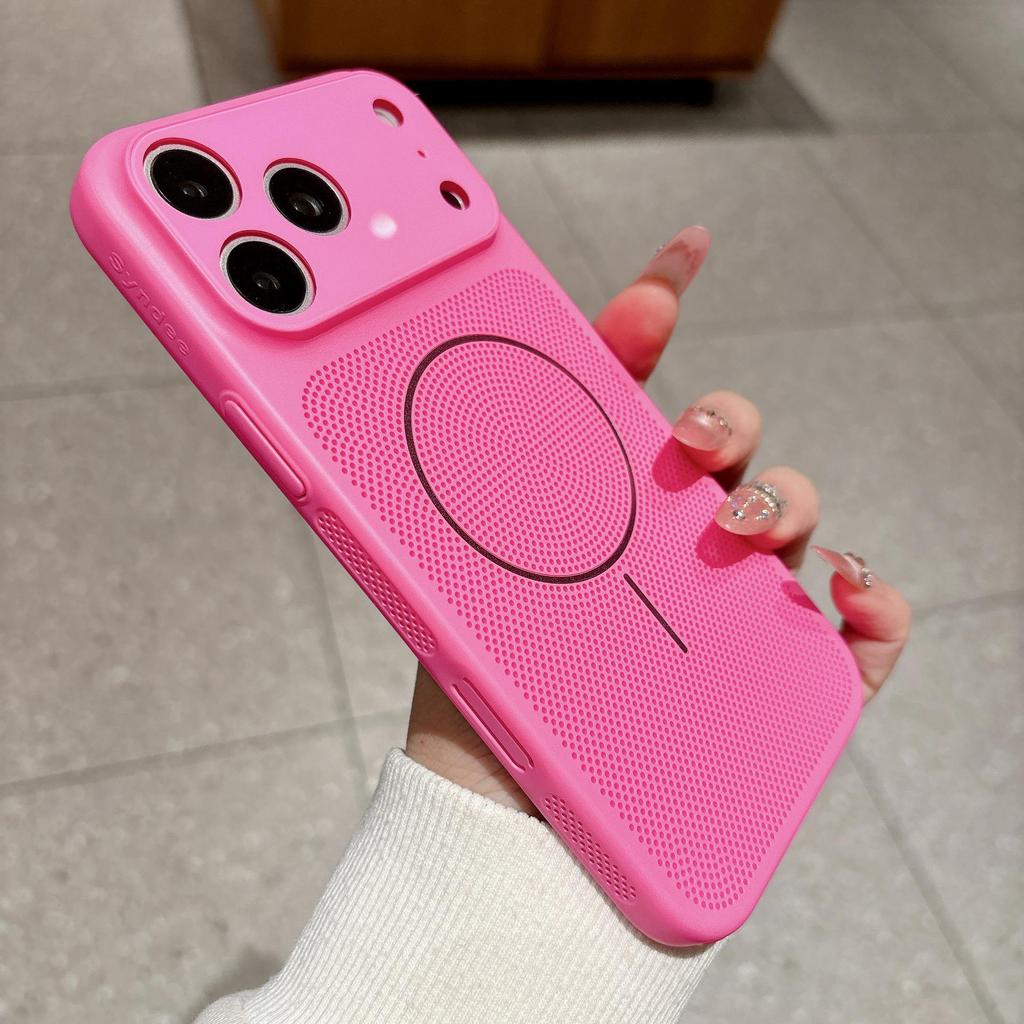 Magnetic iPhone 17 Pro Max Case with Large Window, Fits Apple 16, Ultra-thin PC Heat Dissipation Mesh, Full Coverage for iPhone 15.