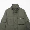 Womens Loose Stand Collar Long Sleeve Work Jacket Solid Color Multi Pocket Casual Coat