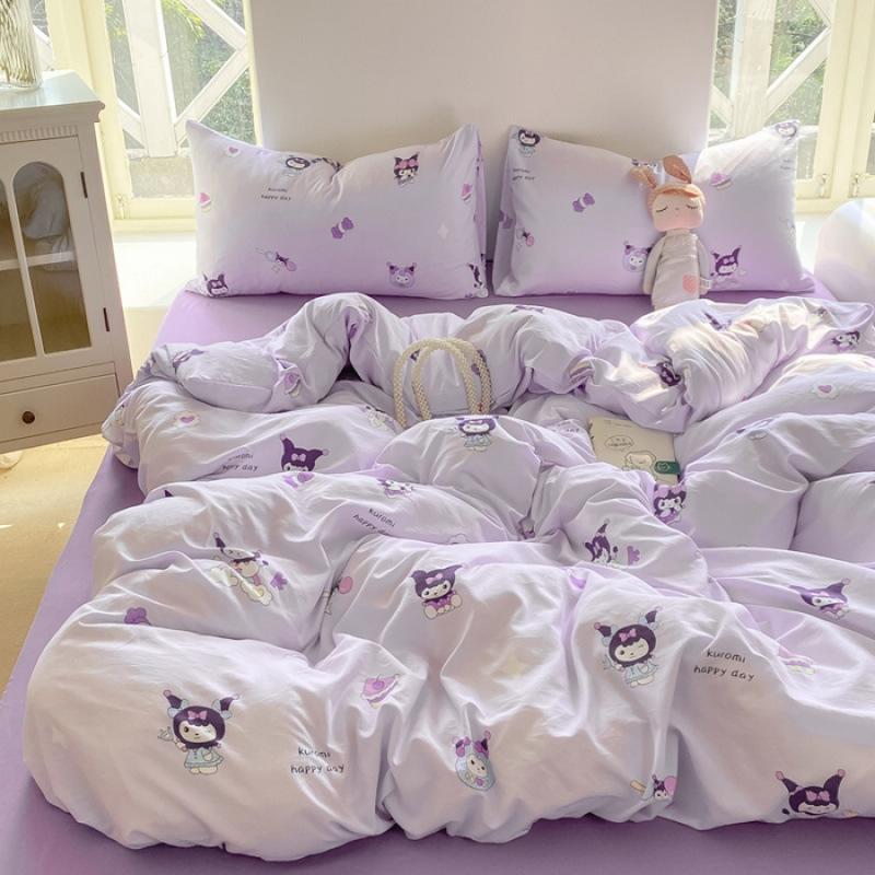 Bedding Four-piece Set Printed Skin-friendly Water Wash Sheets Quilt Cover Pillowcase Set