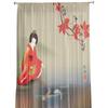 Japanese Geisha Carp Maple Leaf Sheer Curtains for Living Room Decoration Window Curtains Kitchen Tulle Voile Organza Curtains