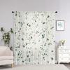 2Pc Green Branches And White Flowers Pattern Curtains, Polyester Fabric, Machine Washable, Suitable For Living Room And Bedroom