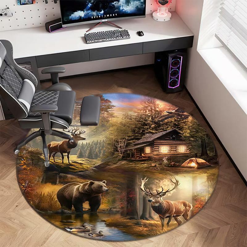 Wilderness Cabin Serenity Round Rug Home Soft Decorative Anti Slip Yoga Table And Chair Mat Carpet Outdoor Floor Mat Carpet S7